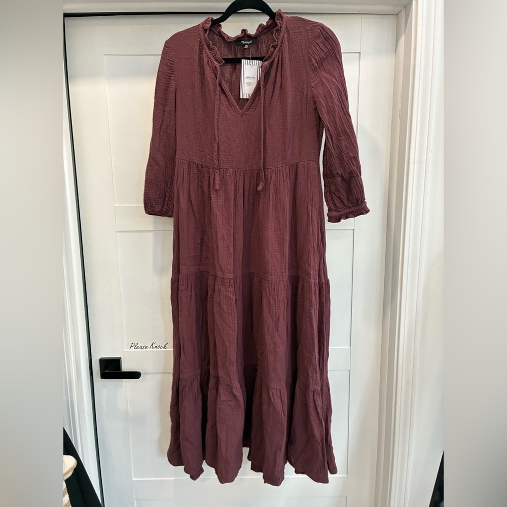 Madewell gauze burgundy boho dress size XXS